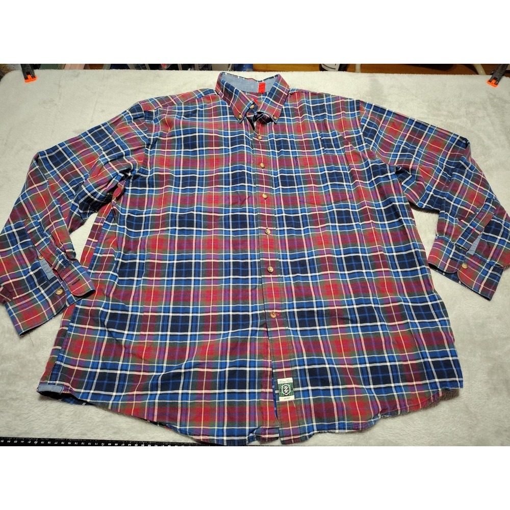 IZOD Shirt Men XXL Red Plaid Long Sleeve Button Down Preppy College Work Office